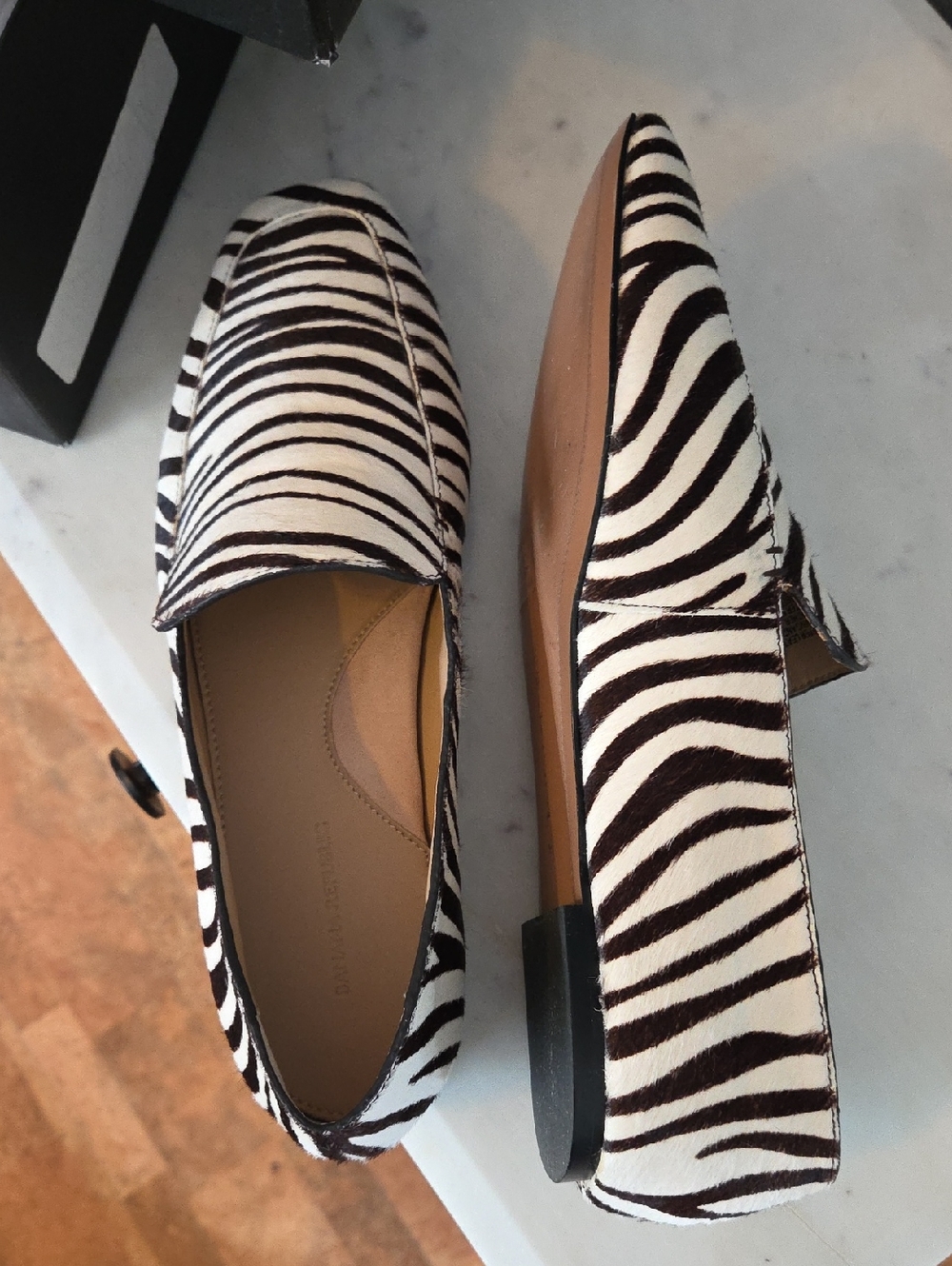 Banana Republic Pony Hair Zebra-Print Loafers in Black and White Brand New